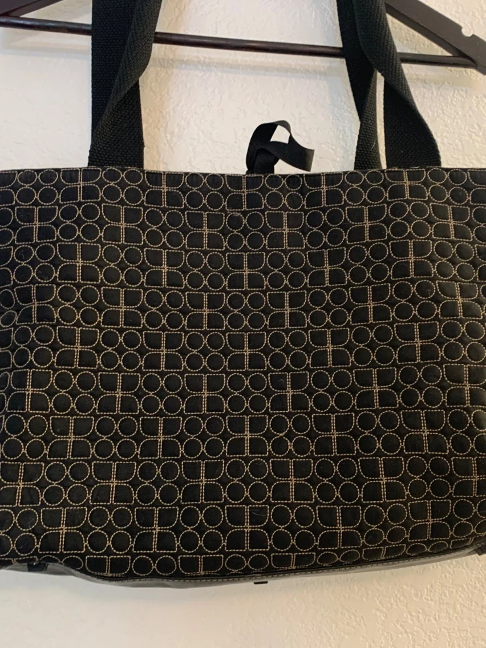 Kate Spade black quilted tote bag
